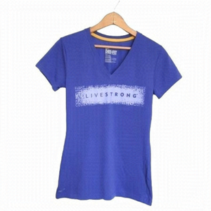 Nike Dri-Fit V-Neck Activewear Slim Fit Livestrong Graphic Tee Purple Size Small